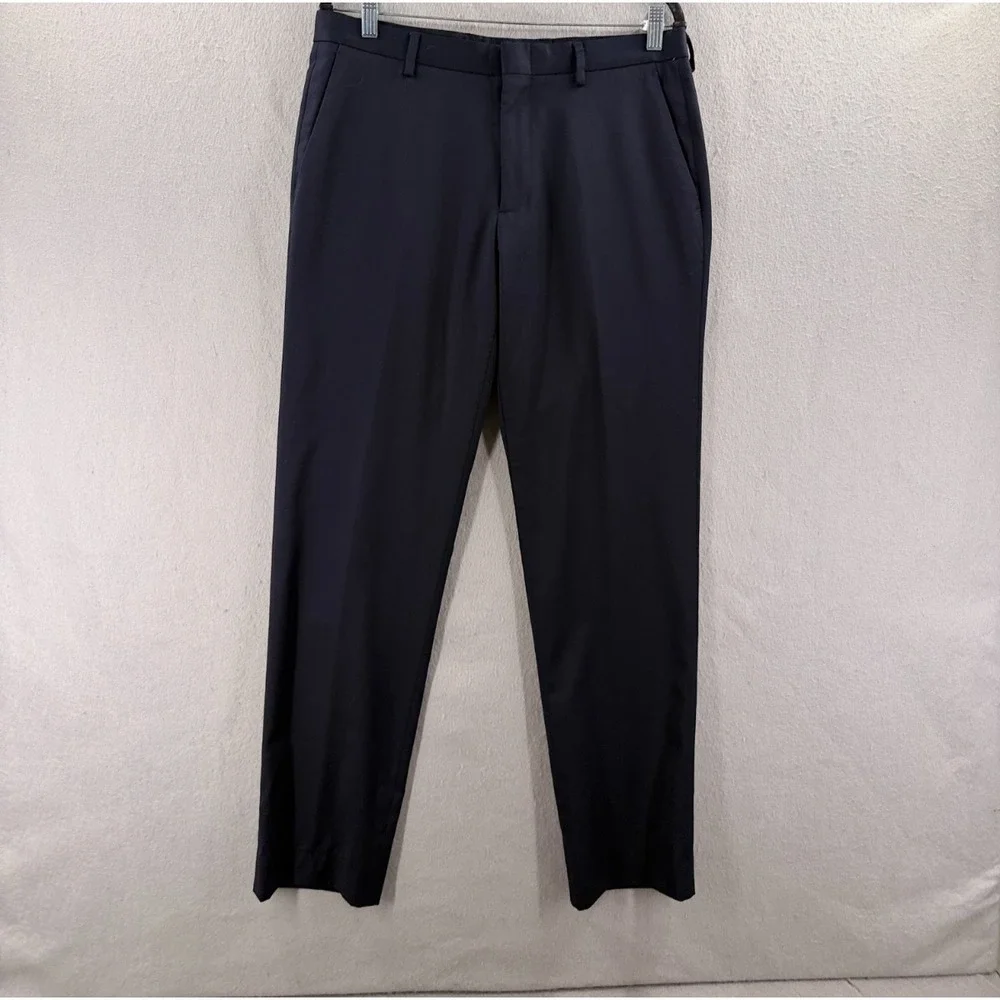 J Crew Bowery Slim Fit Dress Pants Mens 32x32 (33x30.5) Navy Wool Blend Office